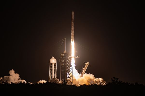 COMMERCIAL CREW BLASTS OFF ON PRIVATELY-FUNDED SPACE STATION RESEARCH MISSION