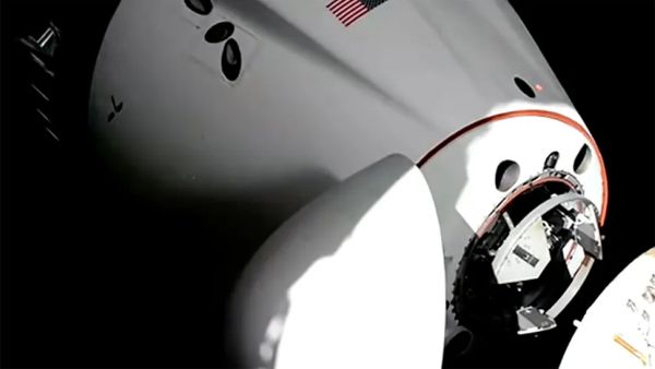 SPACEX DRAGON ASTRONAUTS MAKE VALENTINE'S DAY DOCKING AT SPACE STATION TO BOOST SKELETON CREW
