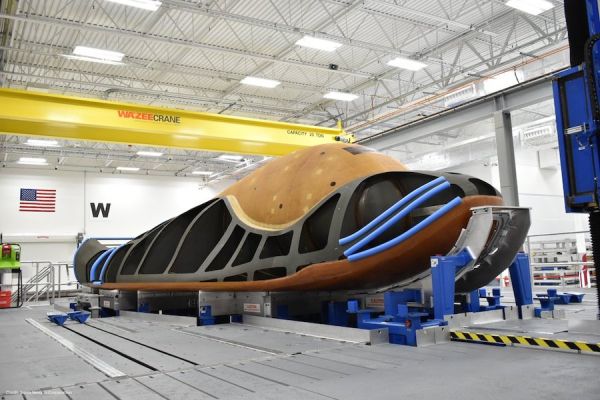 DREAM CHASER STRUCTURE ARRIVES AT FACTORY FOR OUTFITTING