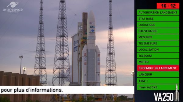ARIANE 5 LAUNCH WITH TIBA-1 AND INMARSAT GX5 SCRUBBED
