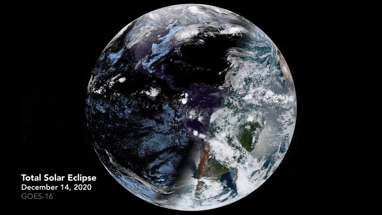INCREDIBLE SATELLITE VIEW OF THE MOON’S SHADOW CROSSING THE SURFACE OF EARTH DURING THE TOTAL SOLAR ECLIPSE