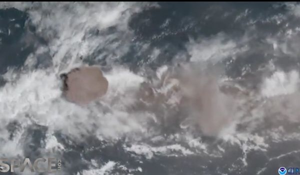 ST. VINCENT'S LA SOUFRIèRE VOLCANO ERUPTION SPOTTED FROM SPACE