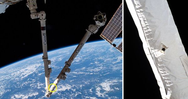 SPACE STATION ROBOTIC ARM HIT BY ORBITAL DEBRIS IN 'LUCKY STRIKE