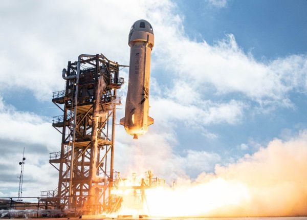 JEFF BEZOS TO BLAST INTO SPACE ABOARD NEW SHEPARD ROCKET SHIP