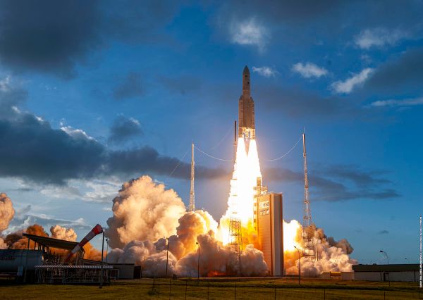 ARIANE 5 ROCKET LAUNCHES TWO GEOSTATIONARY COMMUNICATIONS SATELLITES 