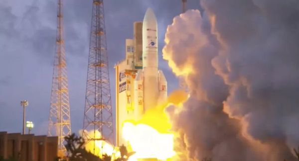 ARIANE 5 ROCKET LAUNCHES 2 COMMUNICATIONS SATELLITES TO ORBIT FROM SOUTH AMERICA