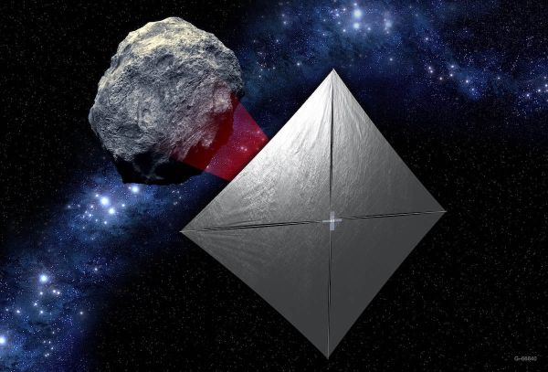 GIANT SOLAR SAIL WILL PROPEL TINY SPACECRAFT TO INTERCEPT AND STUDY ASTEROID