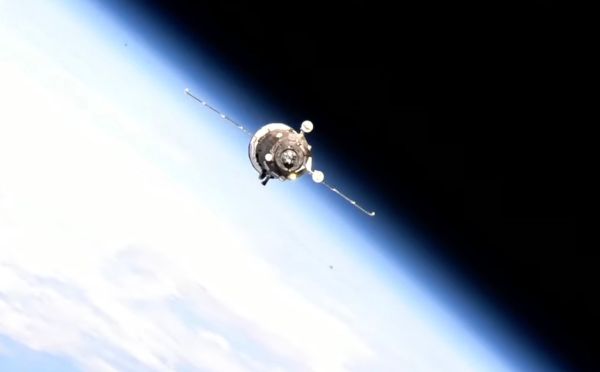 RUSSIAN CARGO SHIP DOCKS AT SPACE STATION