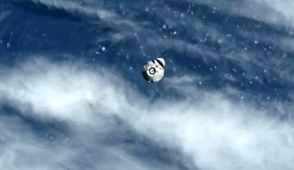 SPACEX SUPPLY SHIP DOCKS AT SPACE STATION