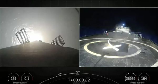 SPACEX LAUNCHES BIG TELECOM SATELLITE, LANDS ROCKET ON SHIP AT SEA