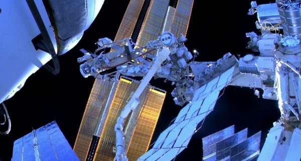 RUSSIAN COSMONAUTS MAKE SPACEWALK AT INTERNATIONAL SPACE STATION