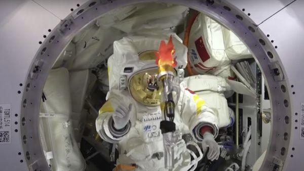CHINESE ASTRONAUTS CELEBRATE OLYMPICS ON TIANGONG SPACE STATION