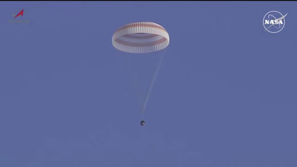 SOYUZ BRINGS TWO COSMONAUTS, NASA ASTRONAUT BACK TO EARTH AFTER RECORD-SETTING MISSION